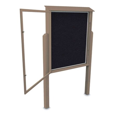 United Visual Products Sliding Door Indoor Enclosed Corkboard, 4 UV9025ACSH-GOLD-CORK